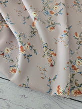 Taupe, Rust & Blue Floral Linen Look Poly {by the half yard}