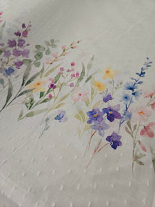 Flower Garden Border Print Swiss Dot Cotton {by the half yard}