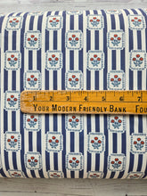 Bright Navy Stripes & Floral Matte Athletic Knit {by the half yard}