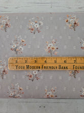 Exclusive Design- Light Tan Small Meadow Floral Collection Print Opaque Swiss Dot 100% Polyester {by the half yard}