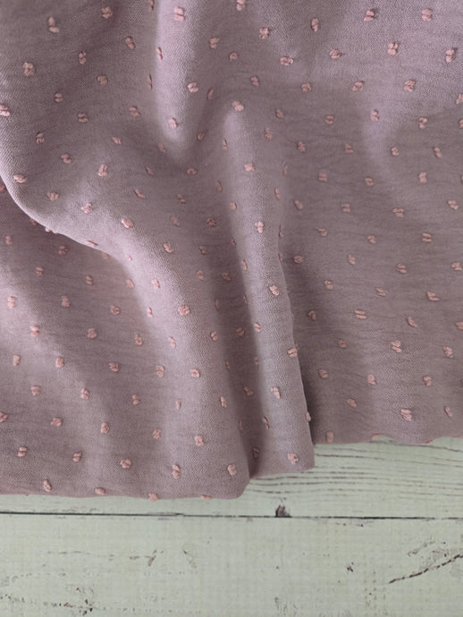 Mauve Petite Opaque Swiss Dot 100% Polyester {by the half yard}