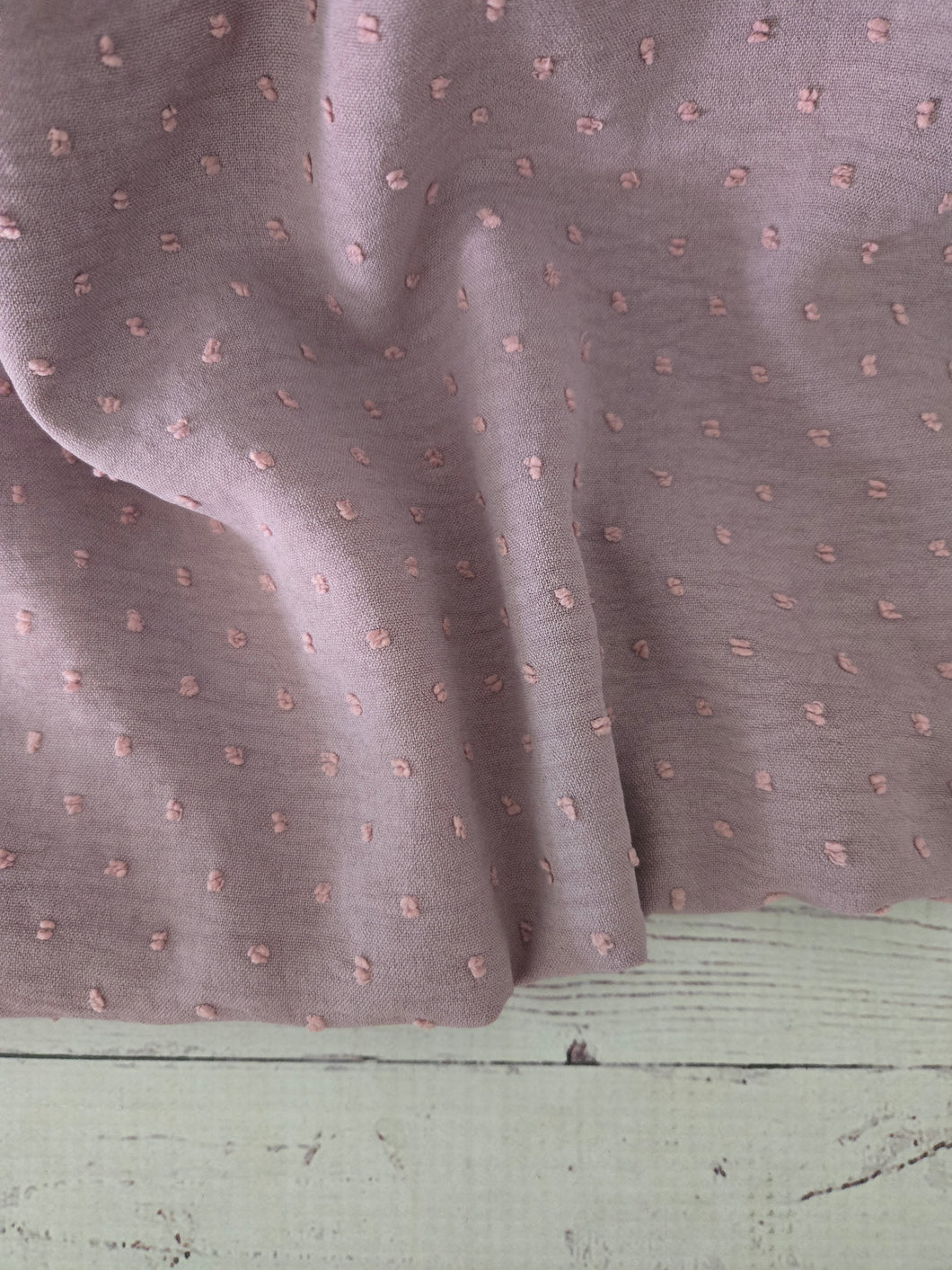 Mauve Petite Opaque Swiss Dot 100% Polyester {by the half yard}