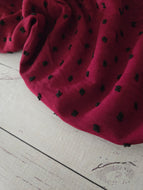 Burgundy Black Dot Opaque Swiss Dot 100% Polyester {by the half yard}