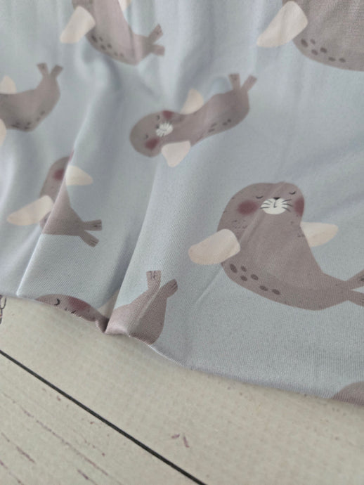 Sweet Seal Print Double Brushed Poly (DBP) Knit {by the half yard}