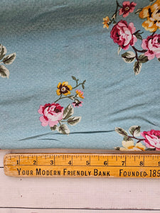 Antique Blue Floral Rayon Dobby Challis {by the half yard}