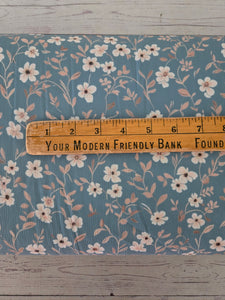 Dusty Blue & Tan Floral {by the half yard}