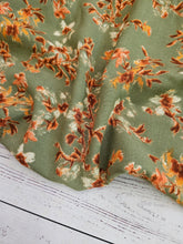 Light Olive & Rust Floral Rayon Challis {by the half yard}