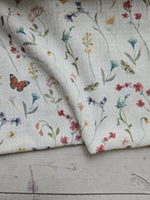 White Butterfly Meadow Print Textured Knit {by the half yard}