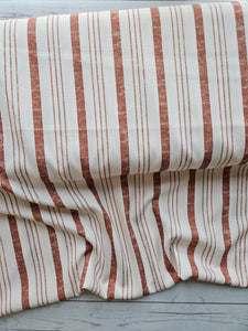 Cream & Rust Irregular Stripe Polyester Slub {by the half yard}