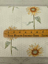 White Sunflower Print Swiss Dot Knit {by the half yard}