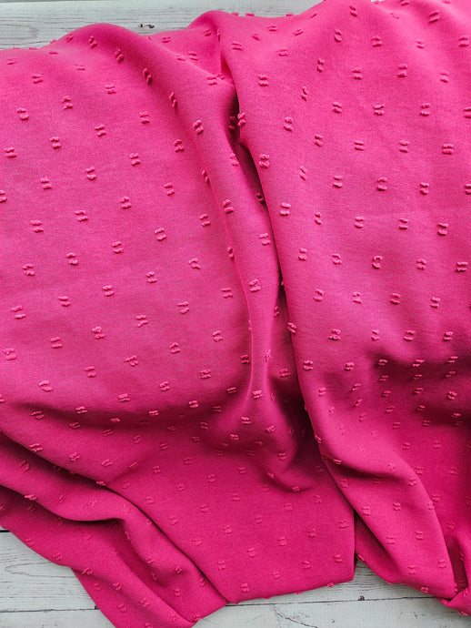 Bright Pink Opaque Swiss Dot 100% Polyester {by the half yard}
