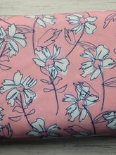 Pink Outline Floral Swim Knit {by the half yard}