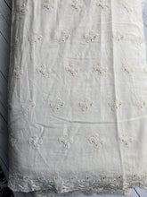 Cream Bow Embroidered Border Cotton {by the half yard}