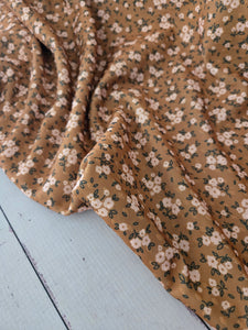 Exclusive Design- Vintage Ochre Petite Floral Swiss Dot Knit {by the half yard}