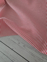 Red & White Seersucker Stripes Poly Cotton {by the half yard}