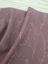 Exclusive Design- Raisin Botanical Print Linen Look Poly {by the half yard}