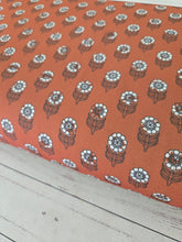 Rust Block Print Linen Look Poly {by the half yard}