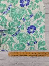 Green & Blue Floral Opaque Air Flow 100% Polyester {by the half yard}