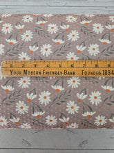 Medium Brown Daisy Print Swiss Dot Knit {by the half yard}