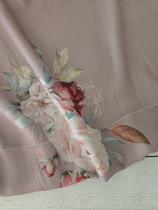 Exclusive Design- Tan & Large Romantic Floral Print {by the half yard}