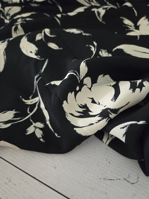 Black & Ivory Floral Print {by the half yard}