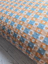 Dusty Blue & Mustard Gingham Daisy Swiss Dot Knit {by the half yard}