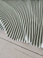 Dark Green & White Stripes Cotton Poplin {by the half yard}