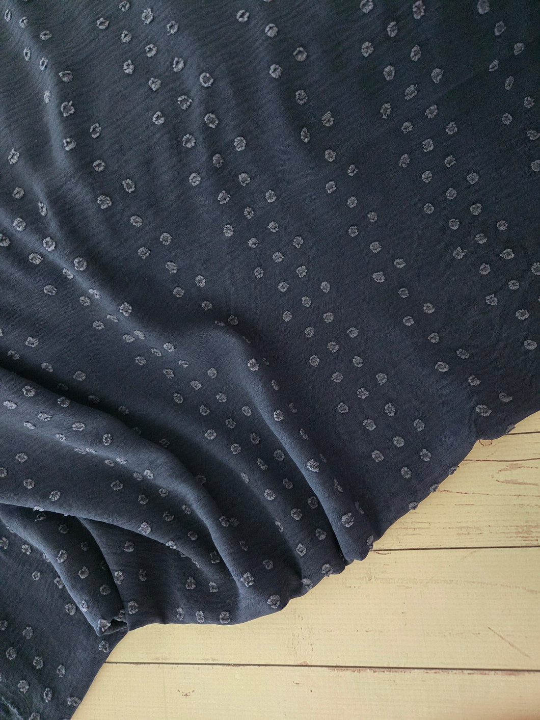 Navy Stripe Opaque Swiss Dot 100% Polyester {by the half yard}