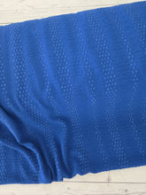 Royal Blue Tonal Stripe Opaque Swiss Dot 100% Polyester {by the half yard}