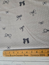 Exclusive Design- Tan & Black Bow Print Swiss Dot Knit {by the half yard}