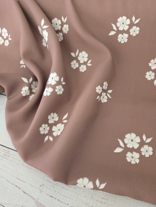 Exclusive Design- Dark Caramel & Cream Floral Print {by the half yard}