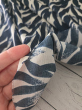 Cream & Navy Mod Leaf Viscose Challis {by the half yard}