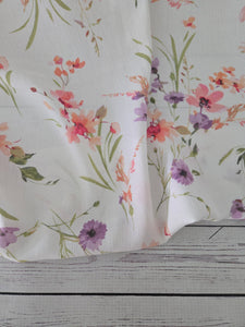 White Summer Floral Rayon Crepe {by the half yard}