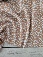 Exclusive Design- Caramel & White Petite Floral Stems Opaque Swiss Dot 100% Polyester {by the half yard}