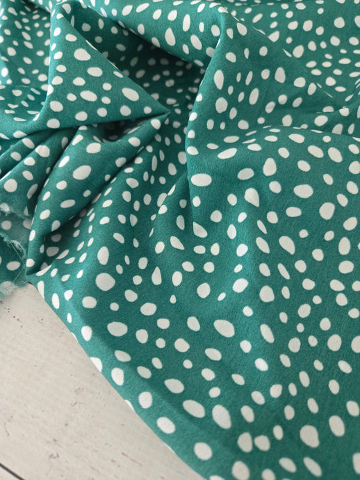 Green Random Spot Print Misc. Poly {by the half yard}