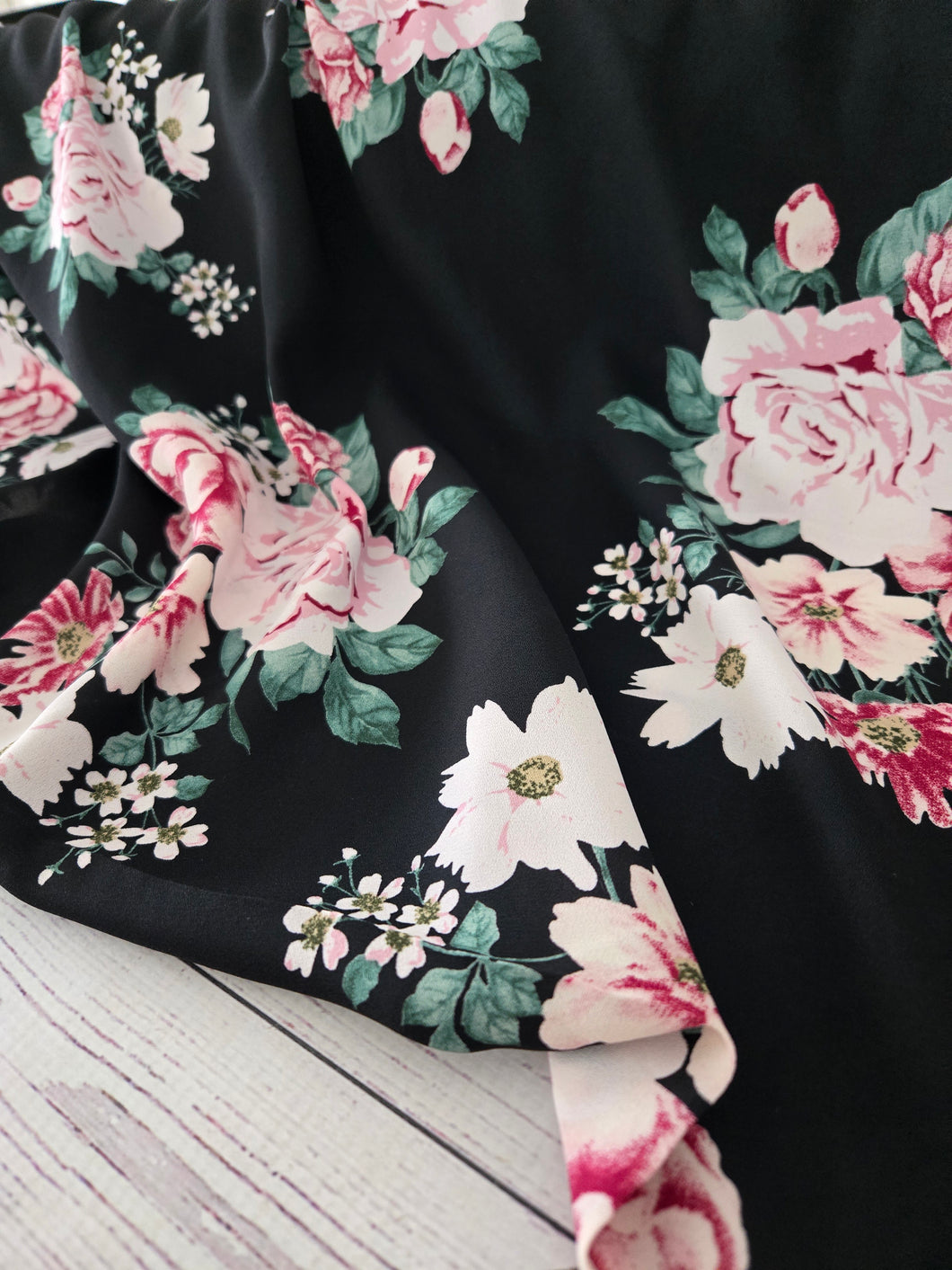 Black & Pink Floral {by the half yard}