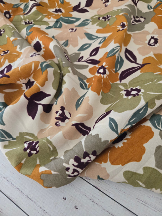 Retro Fall Floral Print Misc. Poly {by the half yard}