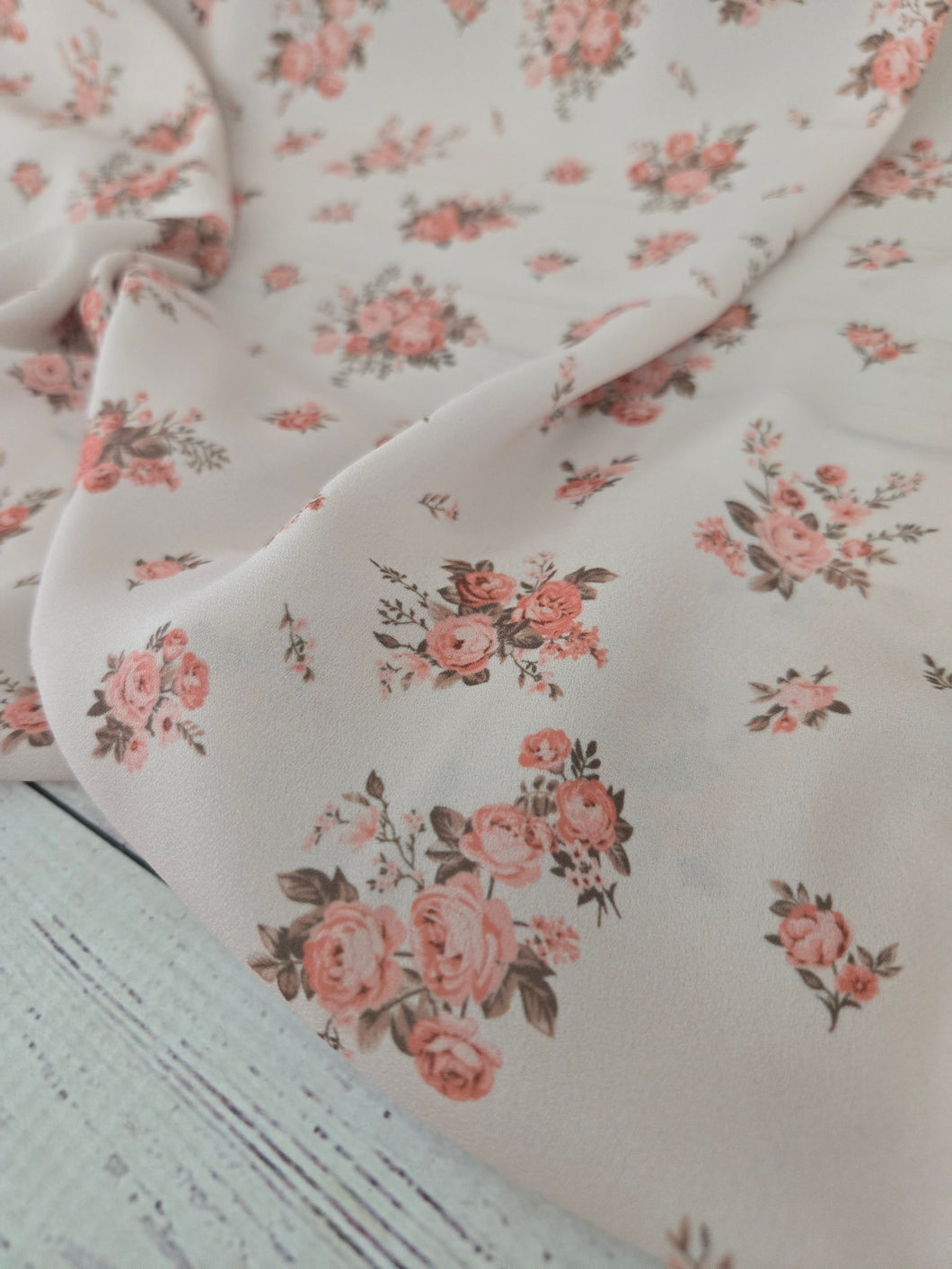 *REMNANT* 3.25 Yds- Exclusive Design- Tan Vintage Rose Print