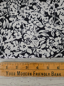 Black & Ivory Floral Opaque Petite Swiss Dot 100% Polyester {by the half yard}