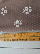 Brown & Cream Floral Print Swiss Dot Knit {by the half yard}