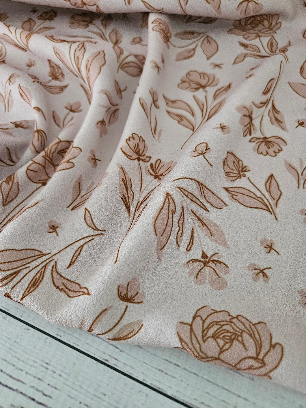 Exclusive Design- Tan & Brown Floral Print {by the half yard}