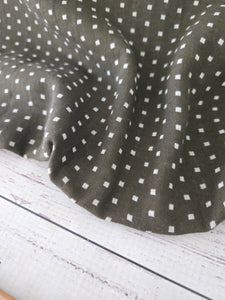 Olive Petite Squares Double Gauze Cotton {by the half yard}