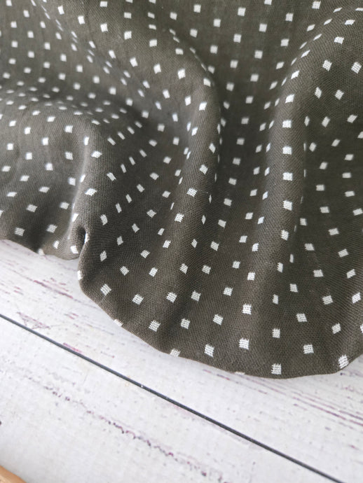 Olive Petite Squares Double Gauze Cotton {by the half yard}