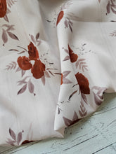 Exclusive Design- Rust Watercolor Floral Lurex Stripe Poly {by the half yard}