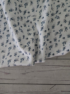 Exclusive Design- White & Petite Navy Floral Print {by the half yard}