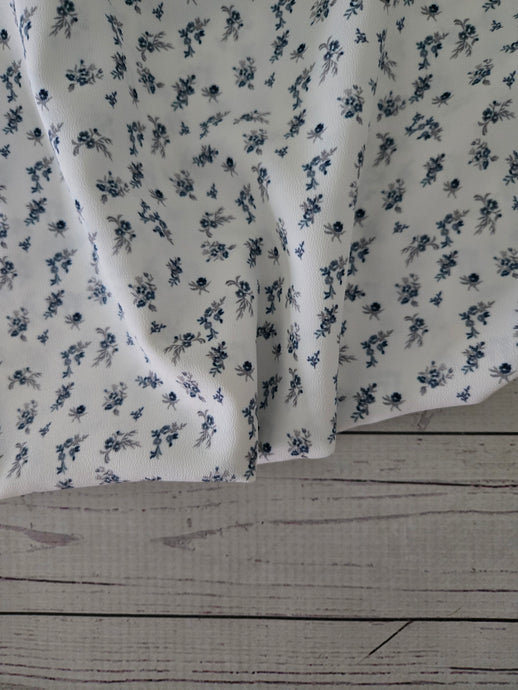 Exclusive Design- White & Petite Navy Floral Print {by the half yard}
