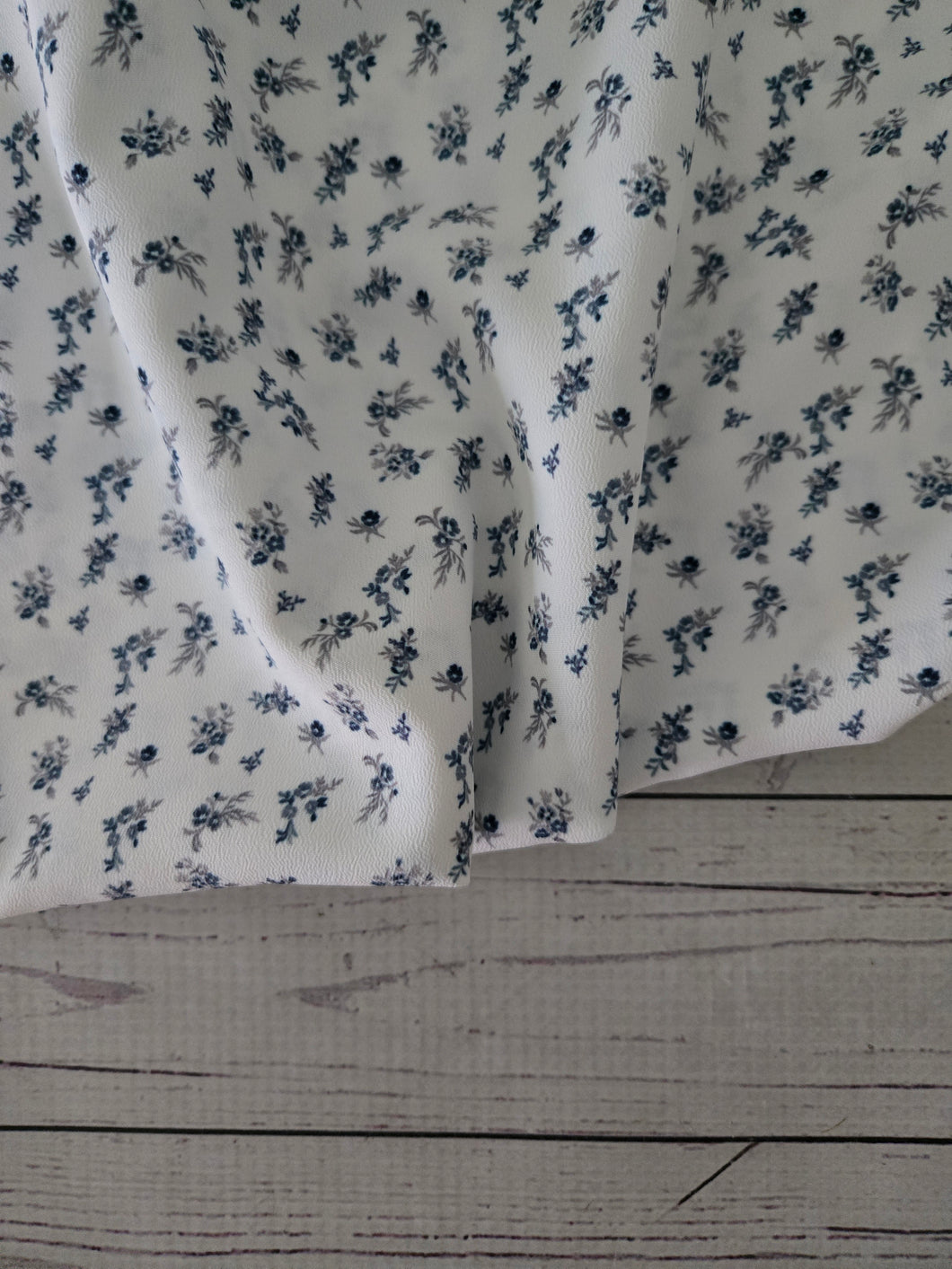 Exclusive Design- White & Petite Navy Floral Print {by the half yard}