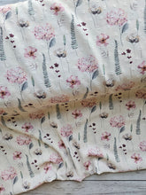 Exclusive Design-  Cream Botanical Print Opaque Swiss Dot 100% Polyester {by the half yard}