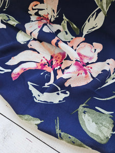 Navy & Coral Floral {by the half yard}