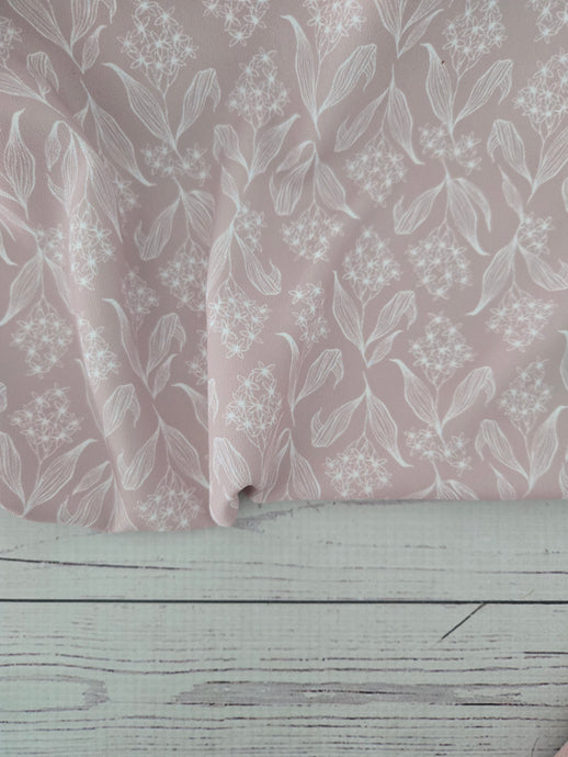 Dusty Pink & White Line Drawn Floral {by the half yard}